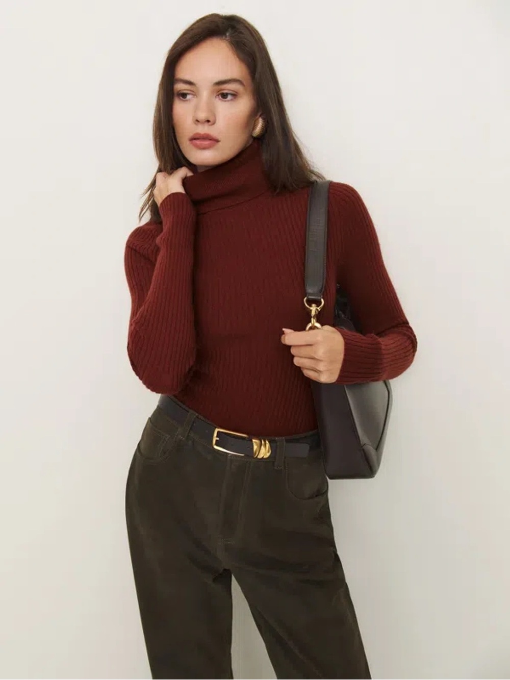 NWT Reformation Tink 100% Cashmere long sleeve bodysuit sweater in Chianti